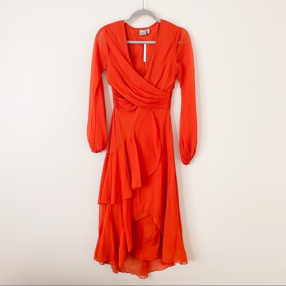 Orange ASOS Ruffle Midi Dress - Picture 4 of 9